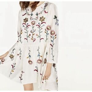 Zara Mini Dress with Flower Embroidery Size XL